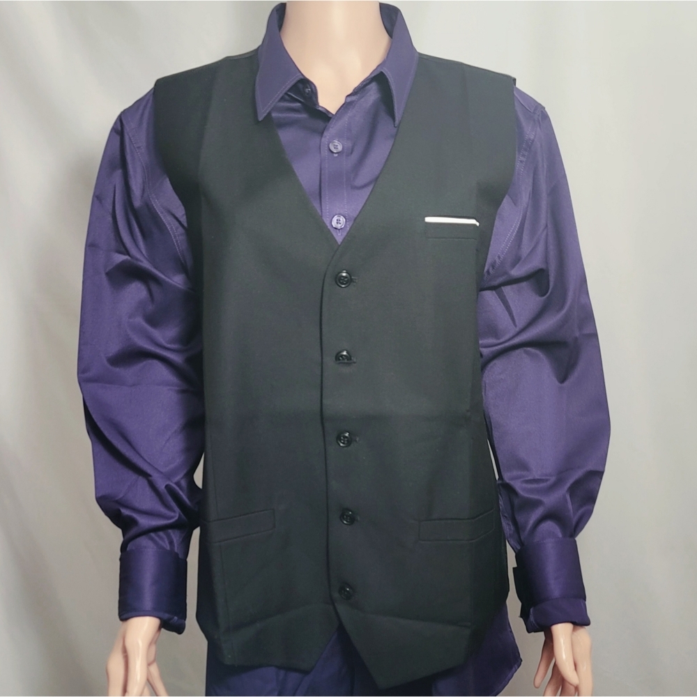 Zeroyaa Mens Large Slim Fit Formal Dress Shirt and Vest.
